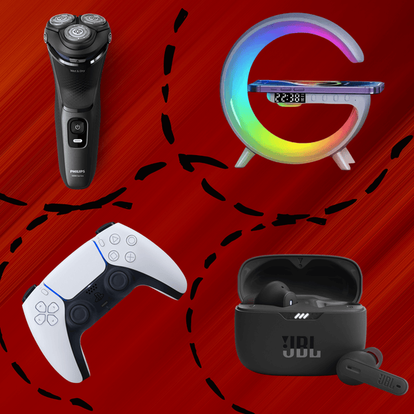gadgets, earbuds, shaver, wireless charger
