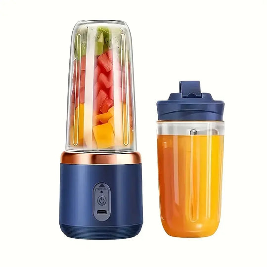 Portable USB Rechargeable Blender Set – Dual Cups, Blue