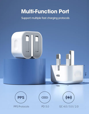 Compact 20W USB-C Wall Charger Adapter for Smartphones